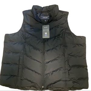 Lands End down feather black vest NWT womens size 3XL